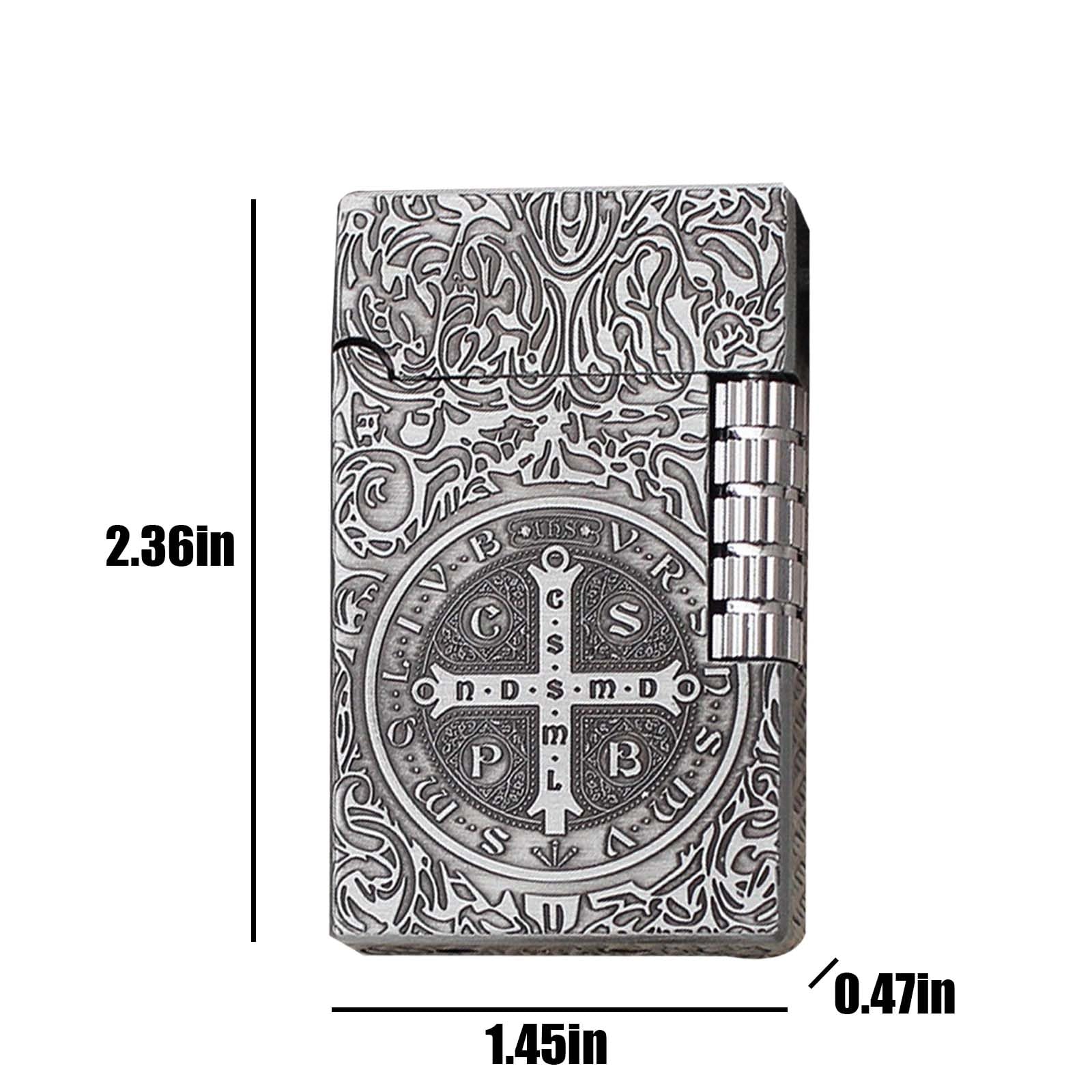 Dragon Butane Lighter, Refillable Lighter Soft Flame, Flip-Top Metal Gold Side Wheel Frosted Pocket Lighter for Everyday Use, Camping, Gifts for Men, Father, Husband (No Fuel)