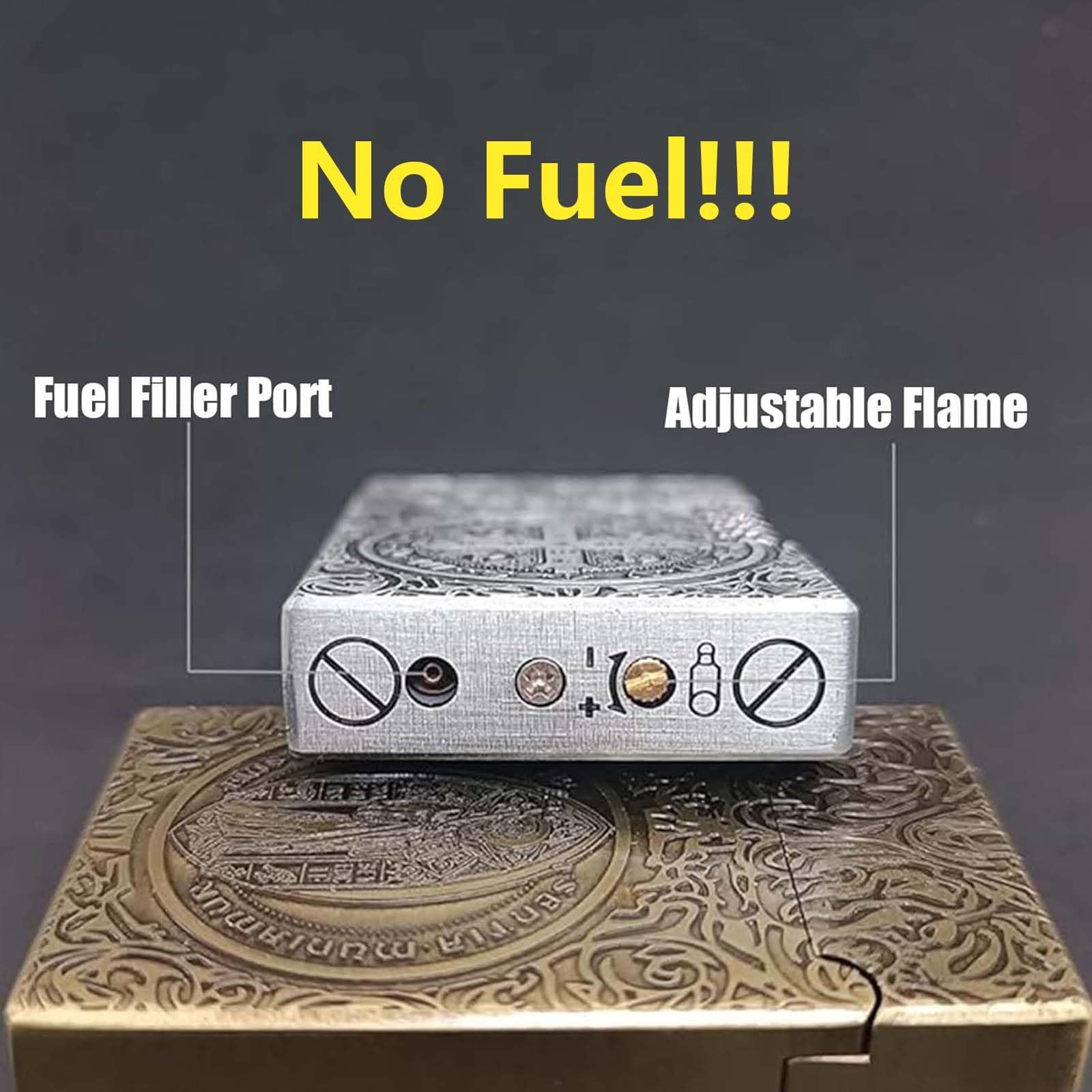 Dragon Butane Lighter, Refillable Lighter Soft Flame, Flip-Top Metal Gold Side Wheel Frosted Pocket Lighter for Everyday Use, Camping, Gifts for Men, Father, Husband (No Fuel)